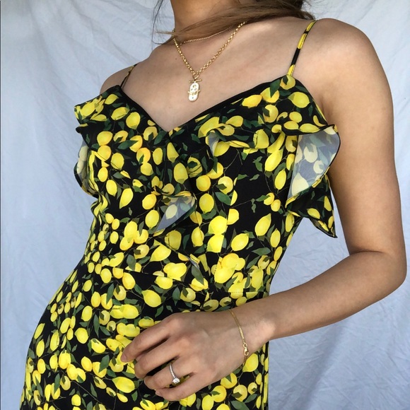 PARKER Lemon Print Ruffle Dress - Picture 3 of 5